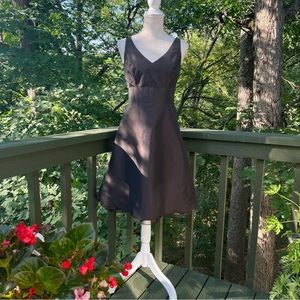 Ann Taylor A-Line Classic Cocktail Espresso Brown Taffeta Dress Size 2